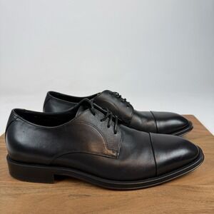 New Mens Boss Black Leather Derby Cap Toe Dress Shoes Size 6.5 M